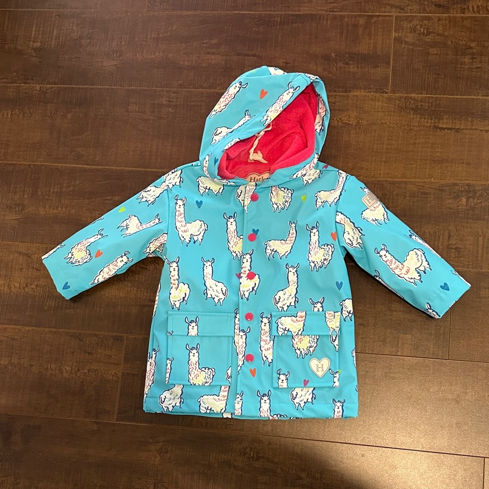 Hatley Blue and Red Kids' Llama Raincoat